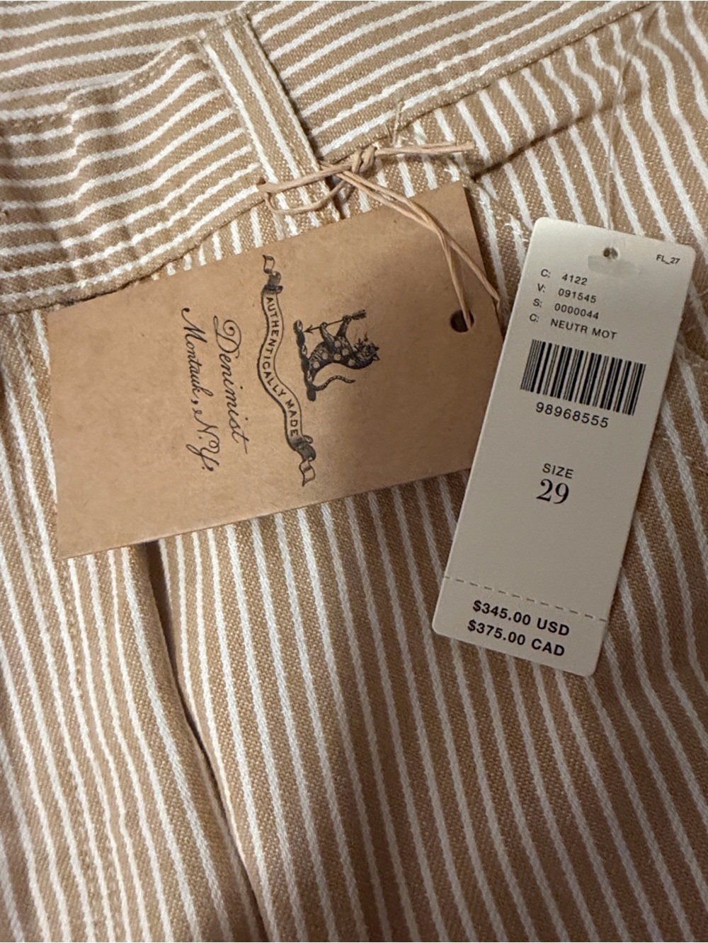 NEW DENIMIST teri wide leg carpenter pant in khaki railroad $365 - Picture 8 of 8